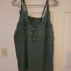 SHEIN Lace Detail Green Camisole